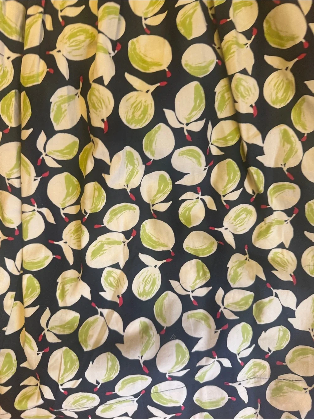 J. Crew Black Halter Dress with Yellow-Green Fruit Print